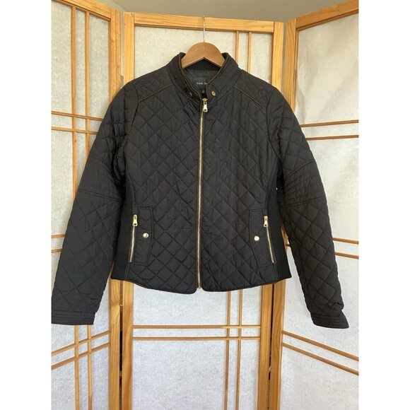 Women’s Quilted Puffer Jacket, Size Large Love Tree, Zipper Pockets Black - Picture 1 of 11